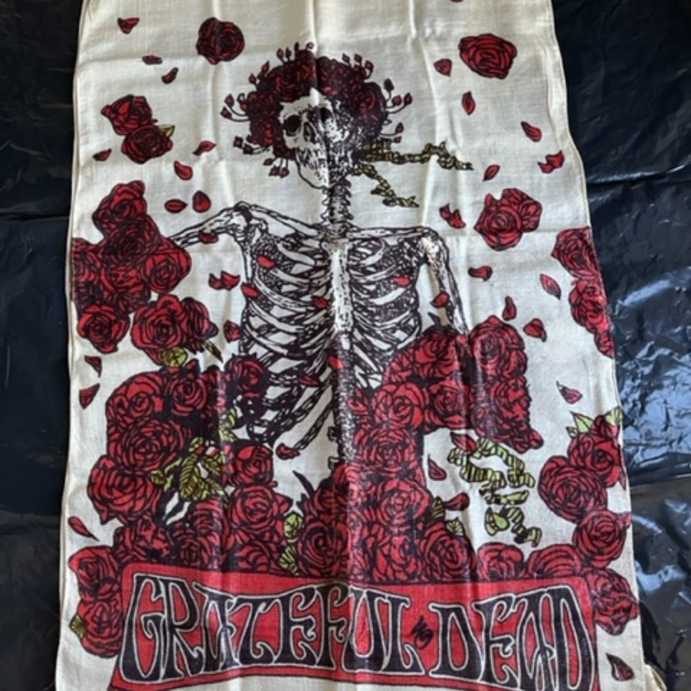 Grateful Dead Skeleton and Roses Scarf Vintage